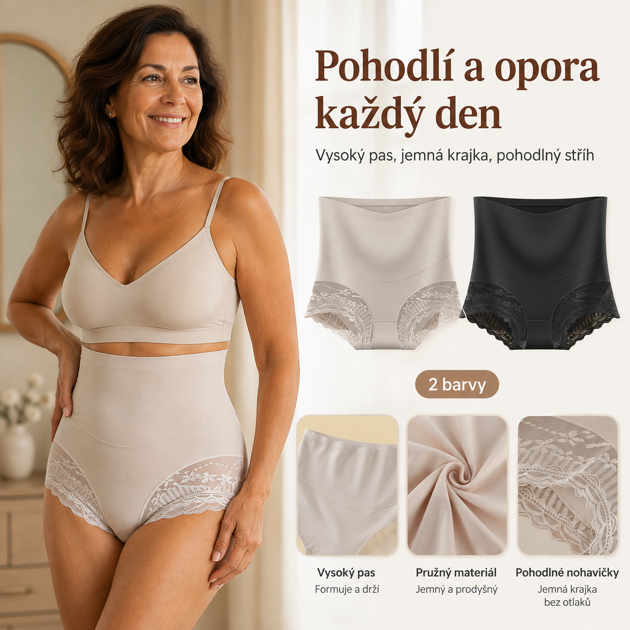 💕💕【Balení 2 ks】【35-100 kg】💕 Dámské tvarující kalhotky, liftingové a zpevňující, měkké a prodyšné