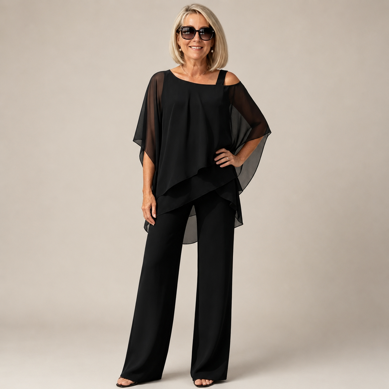⏳Δεύτερο προϊόν μισή τιμή⏰【50-120KG】👚👖Γυναικείο σετ δύο τεμαχίων, σετ φιλικό προς το δέρμα με έξω τους ώμους✅【Μπλούζα + Παντελόνι】