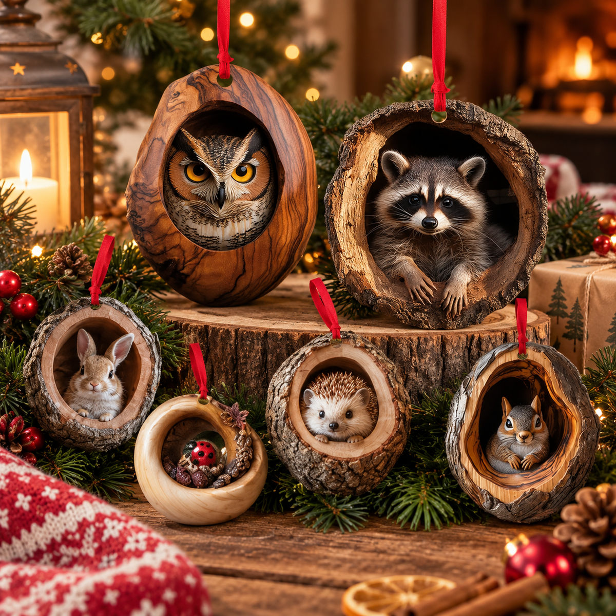 【10 kusů】🎄Vánoční ozdoby na stromeček se zvířátky, závěsné ozdoby na auto se zvířátky