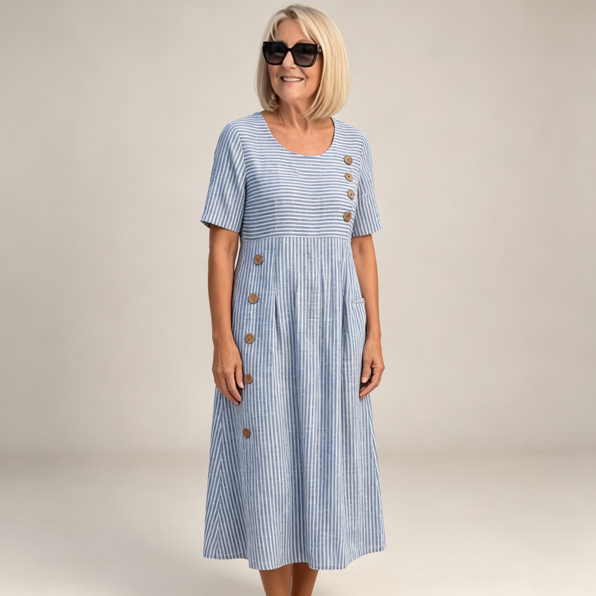 👗🏕️【S-3XL】Lekka i zwiewna sukienka midi w paski