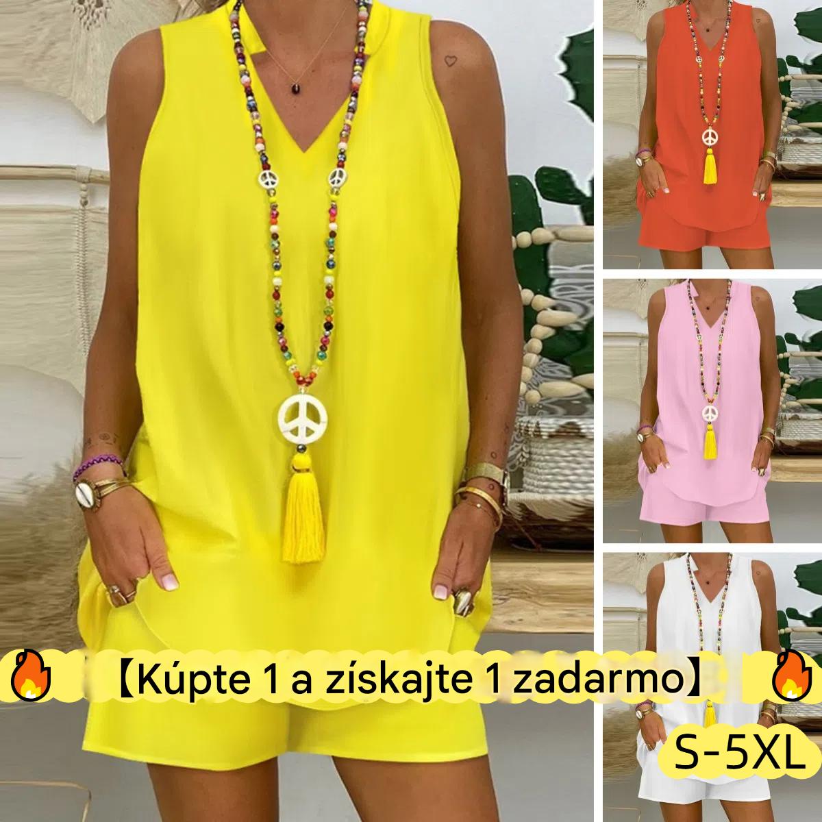 ✨【S-5XL】Nový ležérny bavlnený top bez rukávov + nohavice