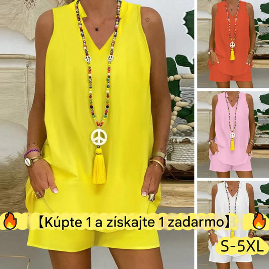 ✨【S-5XL】Nový ležérny bavlnený top bez rukávov + nohavice
