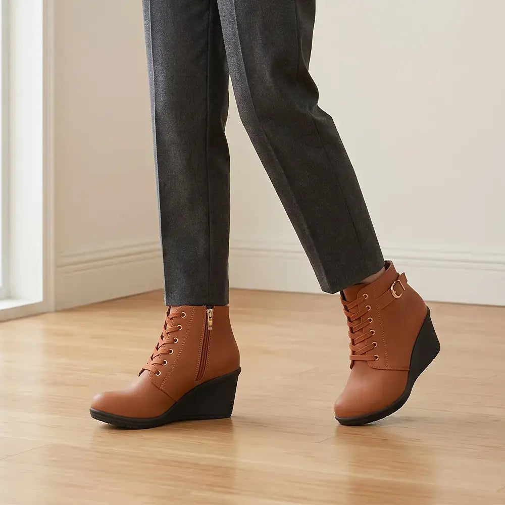 【35-42】👢 Dámské zimní kotníkové boty na klínku: stylová a stabilní volba do chladných dnů.