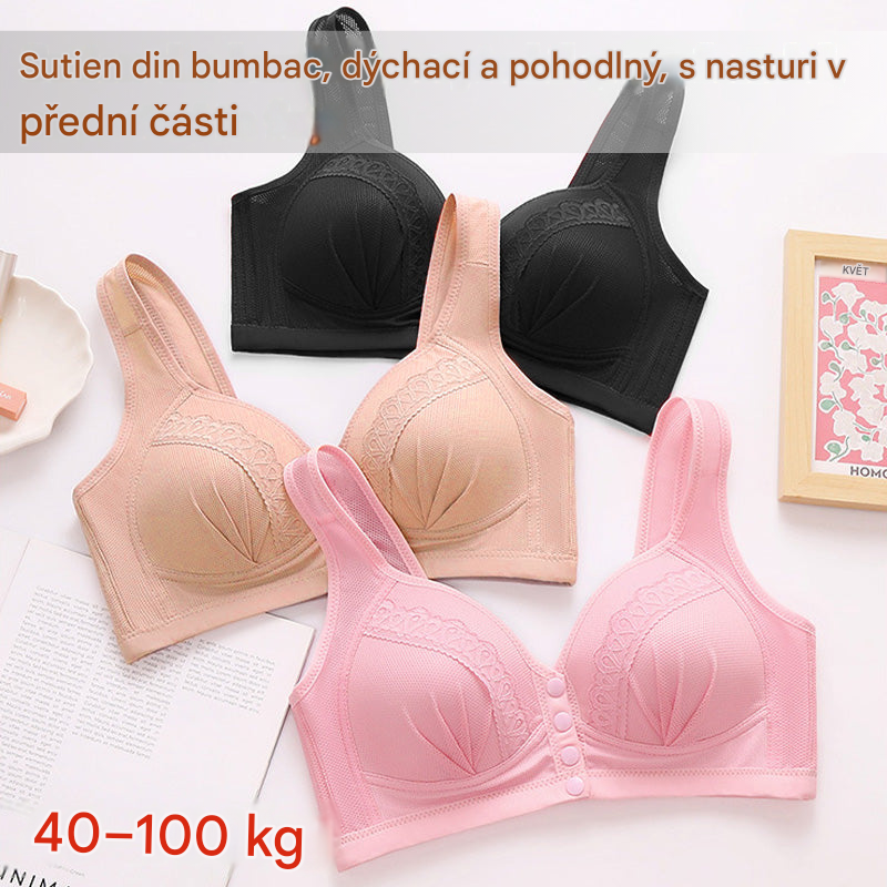 S-9XL 💟【3 kusů】✨✨Velká podprsenka s předním zapínáním, Pohodlná Prodyšná Podprsenka