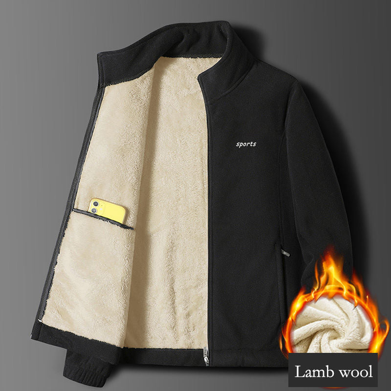⛄【M-5XL】Νέο ανδρικό μπουφάν από χοντρό βελούδο σε χρώμα αρνιού για το φθινόπωρο και τον χειμώνα