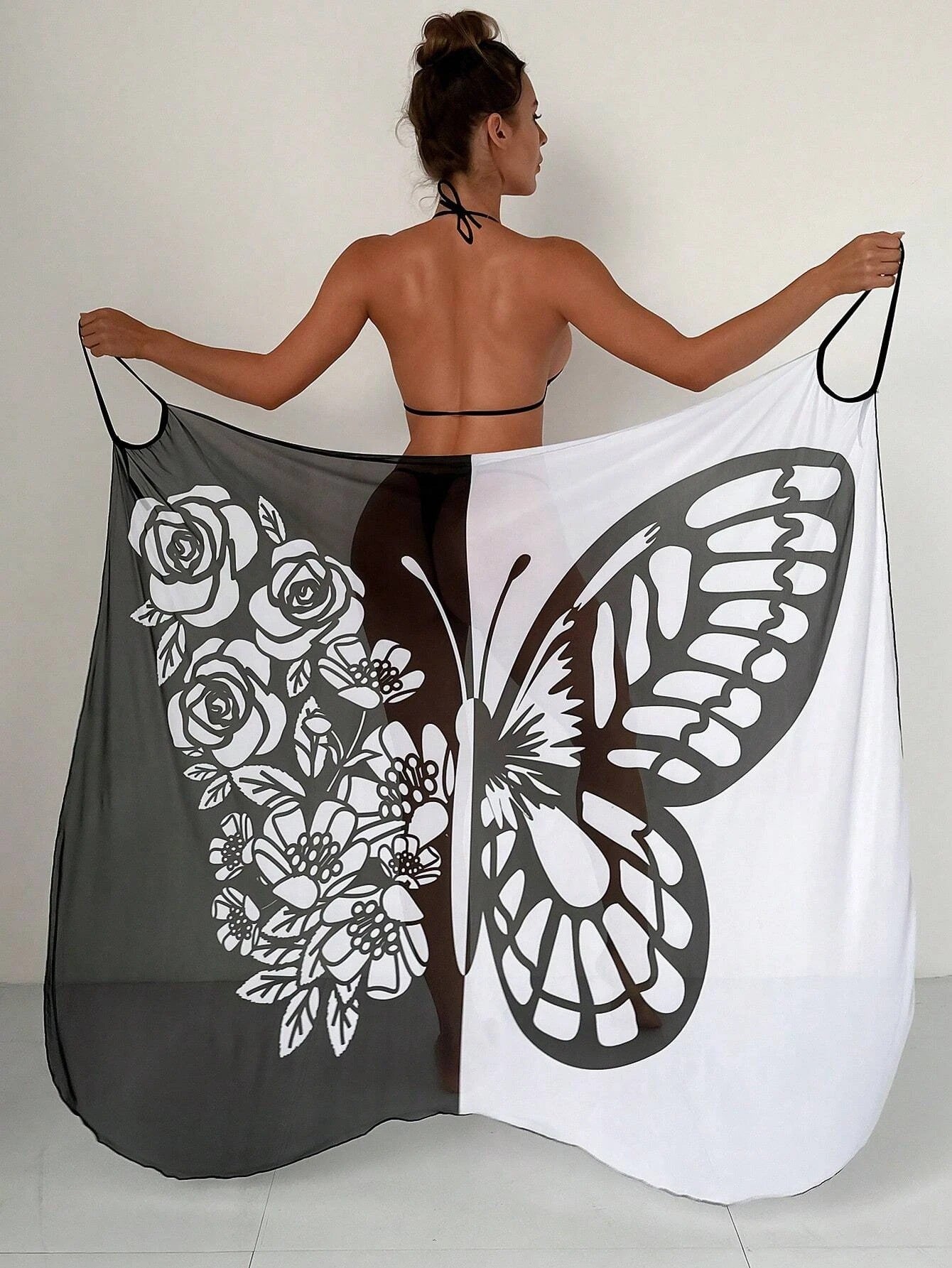 S-XL 🦋🦋 Šatový plážový opalovací krém s potiskem motýlů