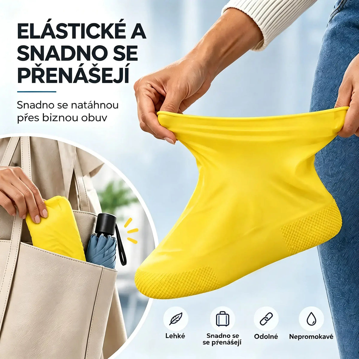 【28-47】Chraňte své tenisky před promočením! Odolné nepromokavé návleky na boty: protiskluzové a skladné – ideální pro nošení v tašce 🌧️