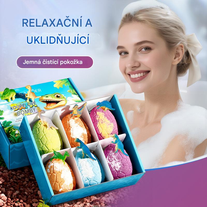 💦Sada koupelových kuliček s dinosauřím vejcem (6 kusů), koupelové kuličky s dlouhotrvající čistící vůní