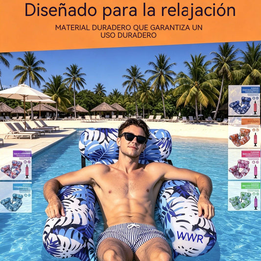 Envío gratis 💦📢 Sofá flotante plegable con respaldo + bomba de aire