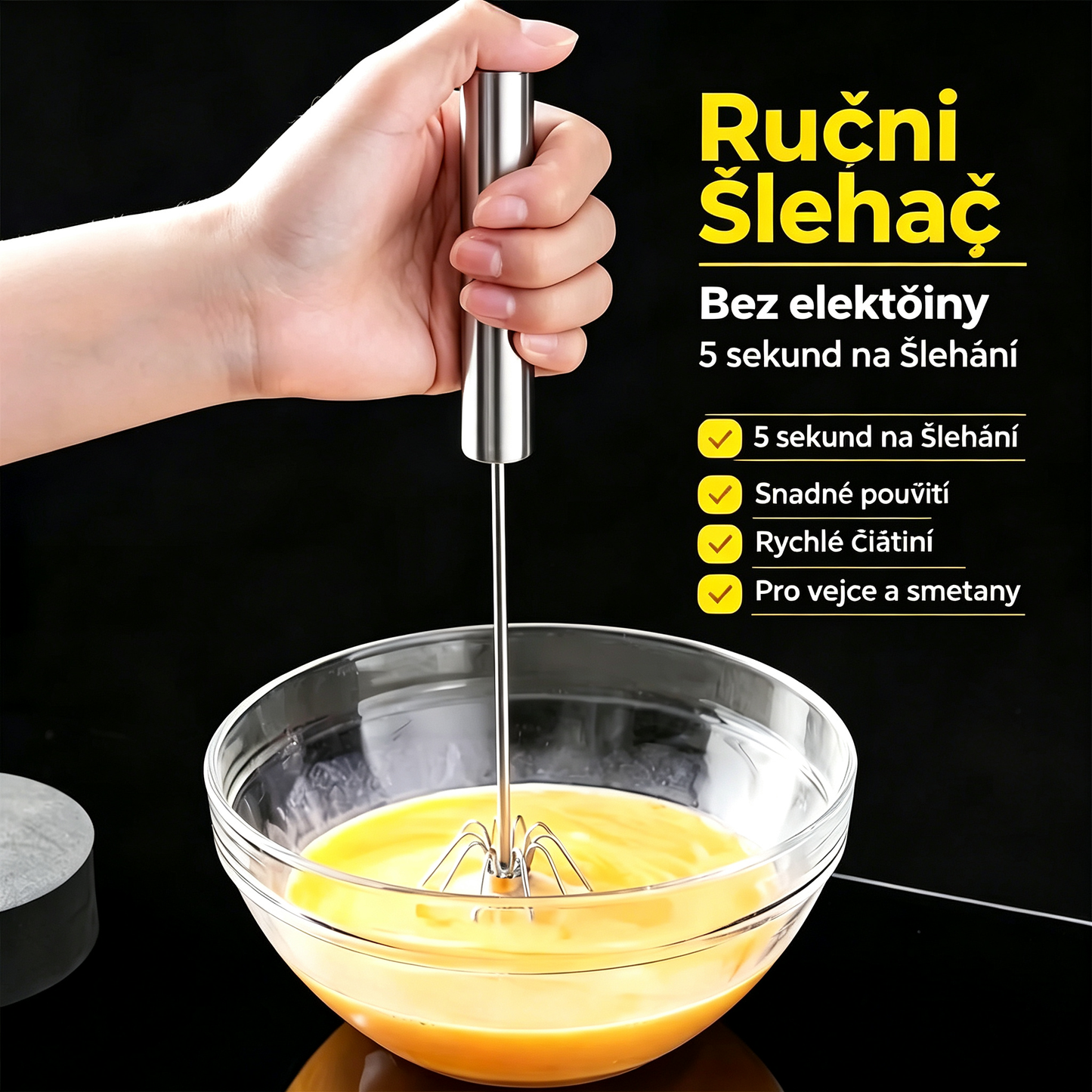 530 Kč【2dílná sada】Poloautomatický šlehač vajec z nerezové oceli