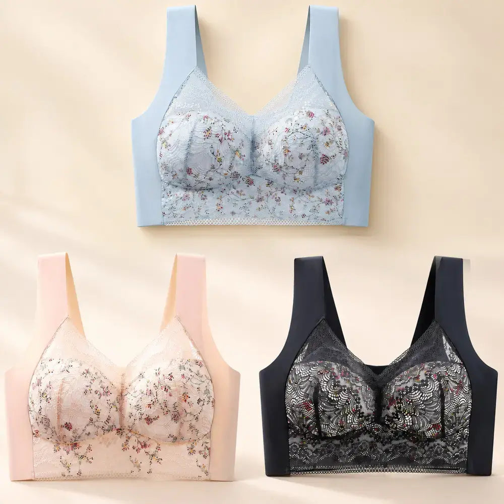M-5XL🔥3 kusy 620Kč👙Dámská bezešvá push-up tenká podprsenka bez kostic proti povisání