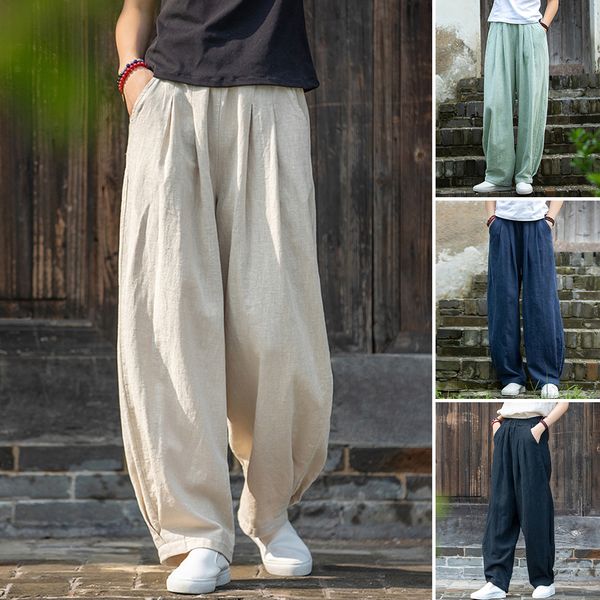 🔥【M-4XL】2026 Nové dámské kalhoty s širokými nohavicemi volného střihu po kotníky z bavlny a lnu💨
