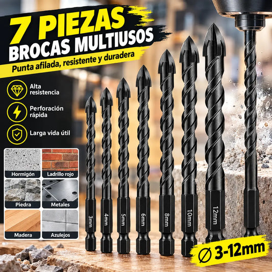 🔥【7 unidades / 3–12 mm】Brocas de aleación para cerámica con vástago hexagonal antideslizante ✅Para perforar láminas de vidrio ✅Azulejos ✅Materiales de vidrio/aleación