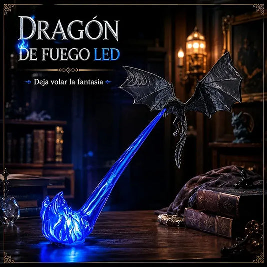 🐉🔥 Lámpara LED de dragón 3D que escupe fuego | Decoración brillante de fantasía para estantería