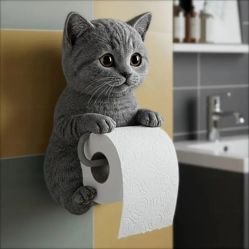 🐱【Nowość】Uroczy uchwyt na papier toaletowy z motywem kota, ścienny uchwyt na papier toaletowy, uroczy kotek, przechowywanie papieru toaletowego