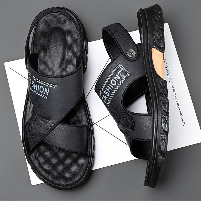 【38-44】Sandale de vară pentru bărbați, din piele, moi, confortabile, casual, sandale de plajă