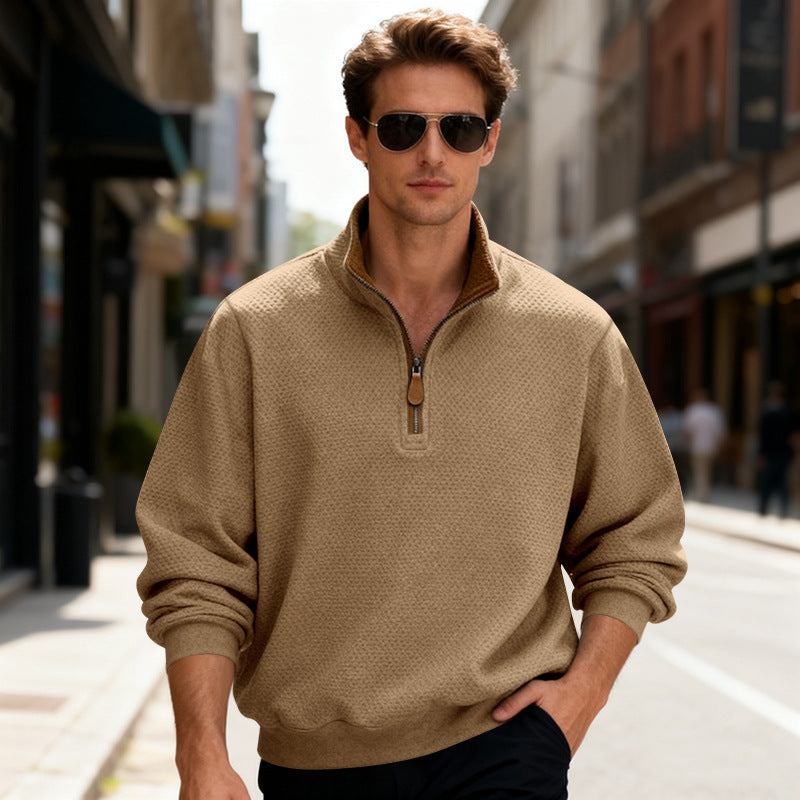 👨💼🧥【S-3XL】Pánská zimní volná mikina s kapucí, těžký kompozitní materiál, stojáček na zip, ležérní, dojíždějící, obchodní, kostkovaná