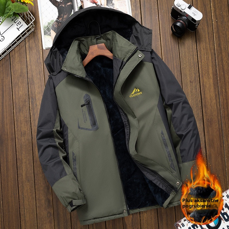 ❄️🧥Pánska zimná bunda s flísovou podšívkou, hrubá, vetruodolná, dažďuodolná a teplá.