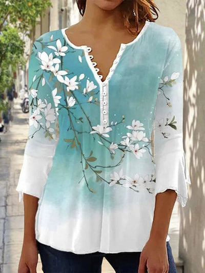 【S-5XL】2025 καυτή πώληση νέα γυναικεία μόδα τυπωμένο μακρύ μανίκι μπλούζες