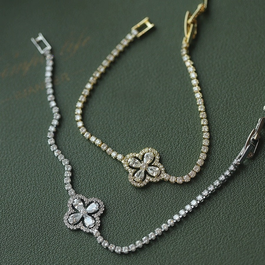 ✨Super lesklý dutý náramek se čtyřlístkem, luxusní a výjimečný náramek s celými diamanty