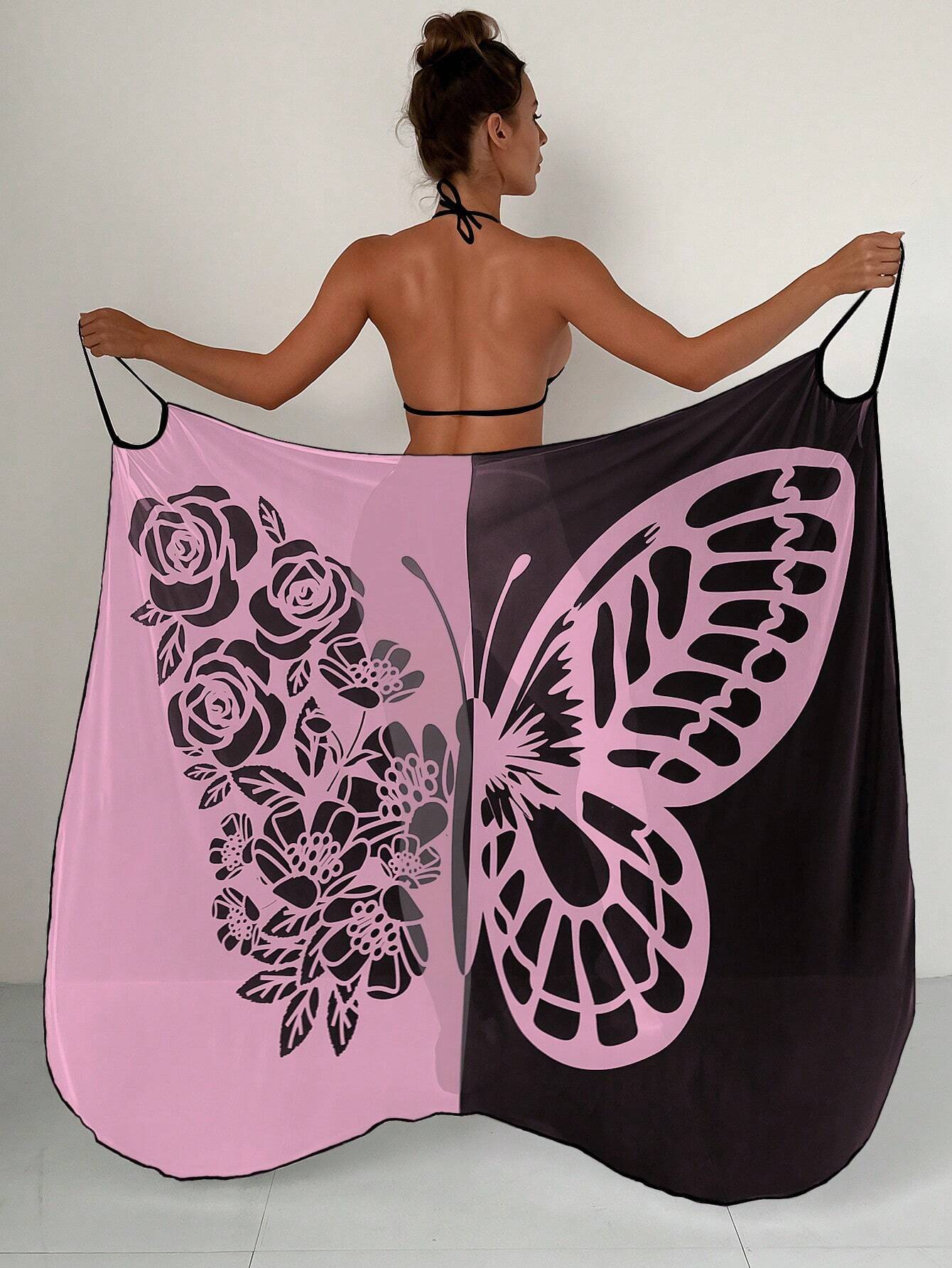 S-XL 🦋🦋 Šatový plážový opalovací krém s potiskem motýlů