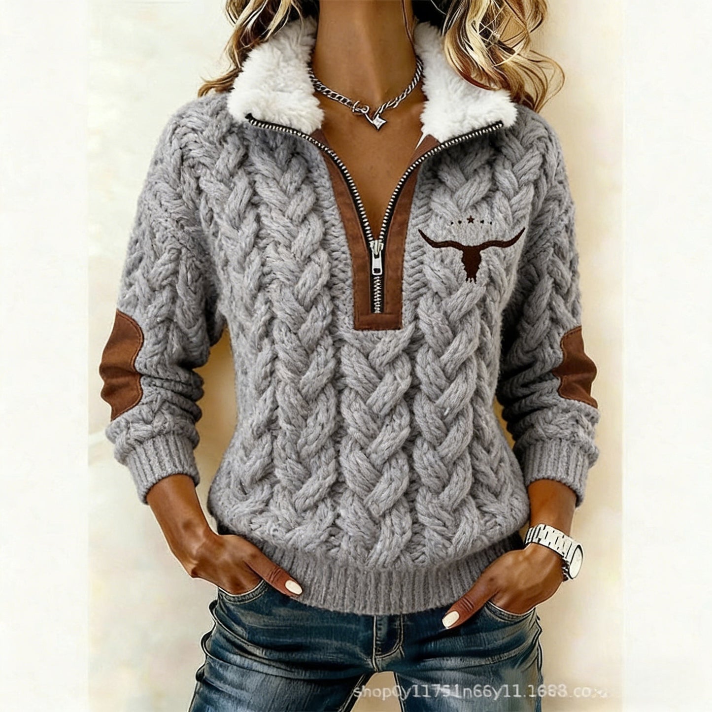 🔥  Mikina s dlhým rukávom, potlačou a plyšovým kardiganom