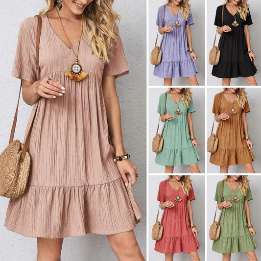 🌈👗【Doprava zdarma🔥】🏆【S-3XL】😍 Dámské velké bavlněné a lněné šaty, k dispozici více barev