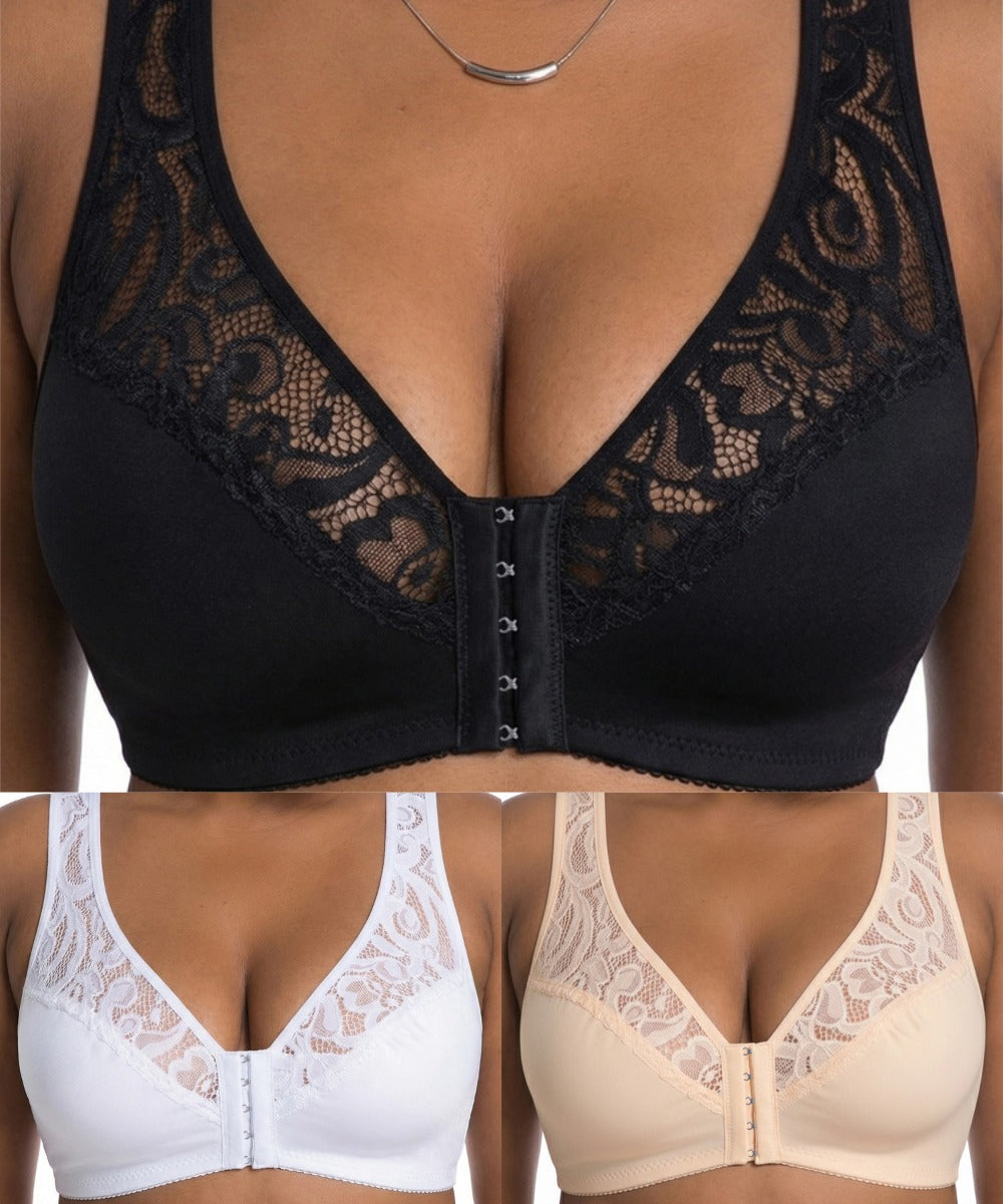 💕50% sleva na druhou položku【3dílná sada】【L–4XL】😍 plus size push-up prodyšná podprsenka bez kostic, bezšvový design s předním zapínáním，Platba na dobírku