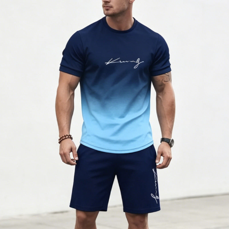 Velikosti S-3XL ✨👕👖【Platba na dobírku】Pánská sportovní souprava, tričko + kraťasy.
