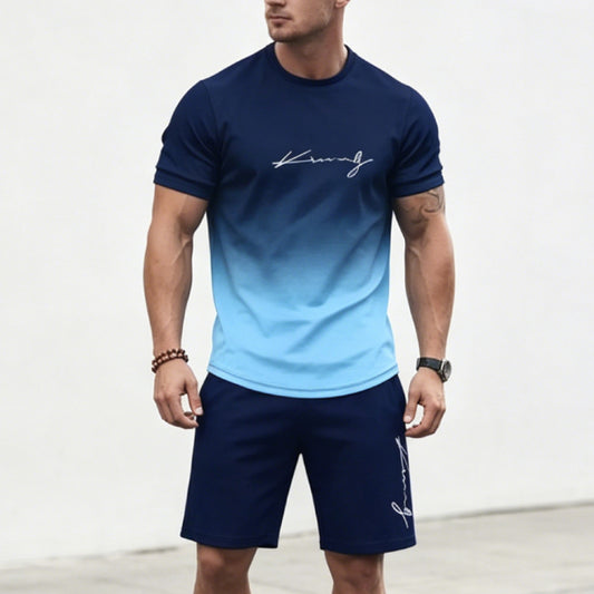 Velikosti S-3XL ✨👕👖【Platba na dobírku】Pánská sportovní souprava, tričko + kraťasy.