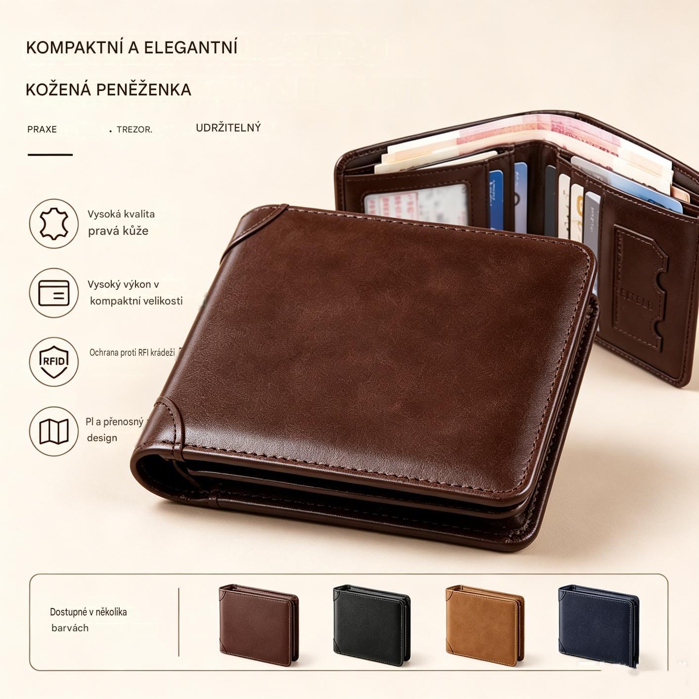 Doprava zdarma 👝✨ Pánská Peněženka s RFID Ochranou | Luxusní Tenká Peněženka | Velká Kapacita