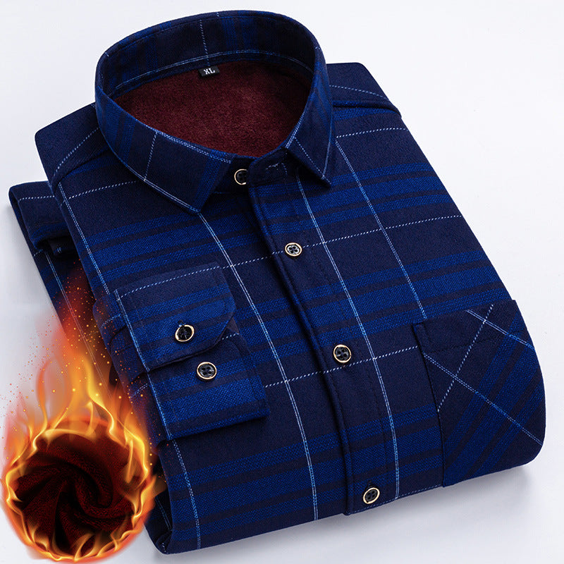 👔【Velikosti L–5XL】Nová pánská termo košile s oboustranným flísem na podzim a zimu – moderní a univerzální.