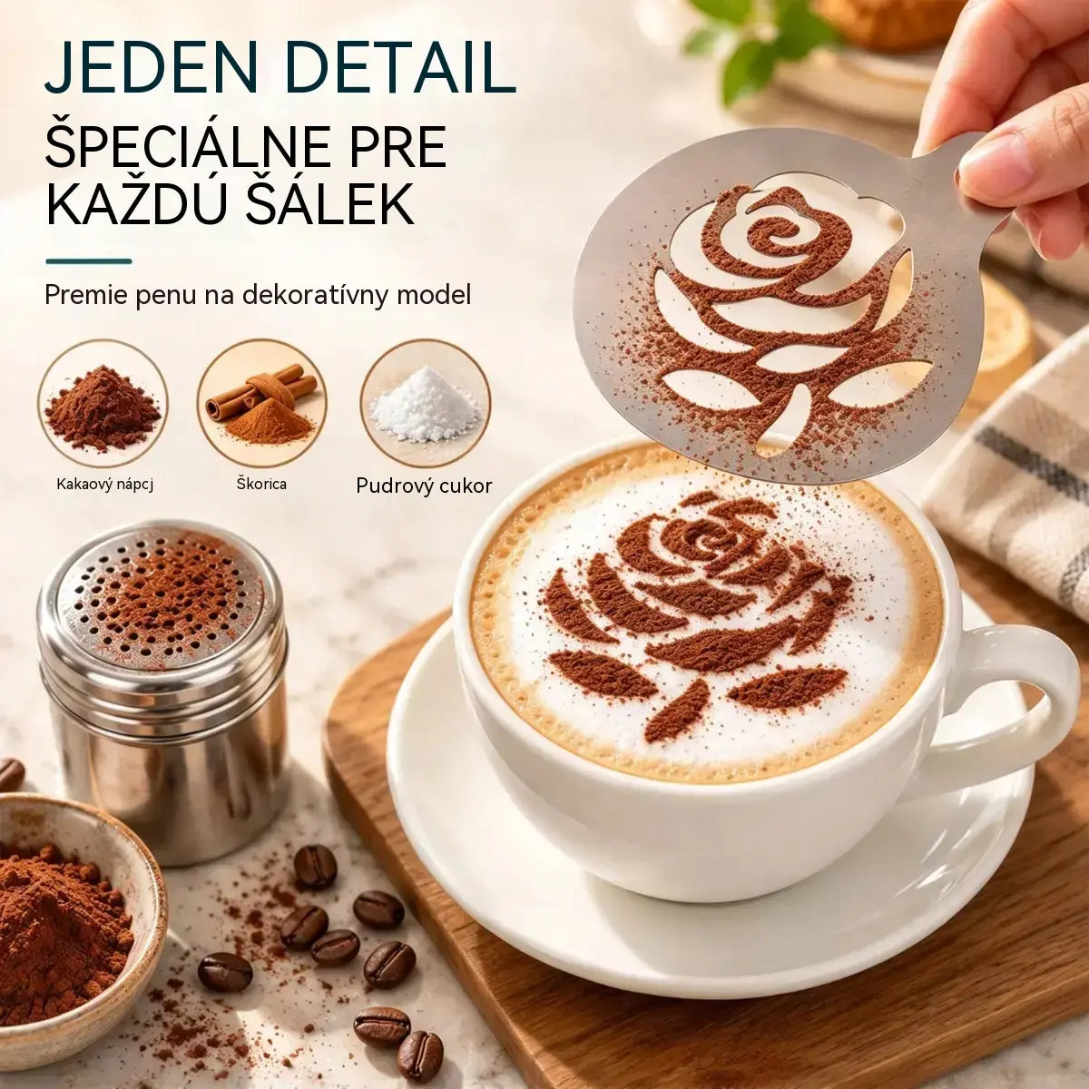 ✨9 položek za 560 Kč☕ Nerezová oceľová forma na kávové latte art