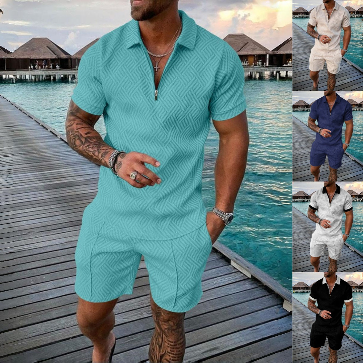 Doprava zdarma【S-3XL】Pánský letní oblek: Pohodlná košile a kraťasy