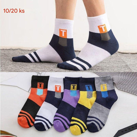 🧦Kupte 5 kusů a získejte 5 kusů zdarma【10 párů】Prodyšné, odolné vůči zápachu a absorbující pot sportovní ponožky pro muže