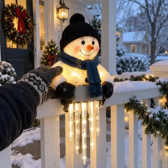 ☃️Světelná dekorace WinterGlow – sněhulák a rampouchy