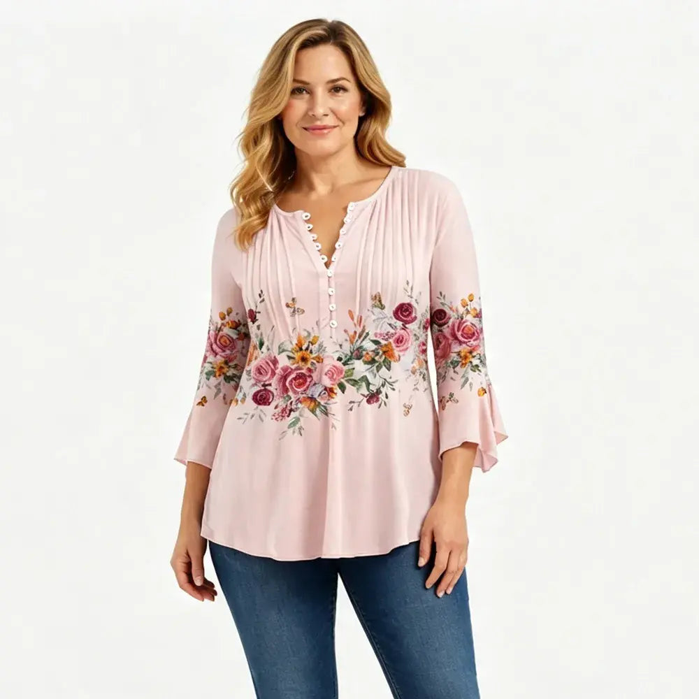 🌸😍 Časově omezená nabídka【S–5XL】 Letní dámské módní tričko s potiskem a výstřihem do V – prodyšné a pohodlné.