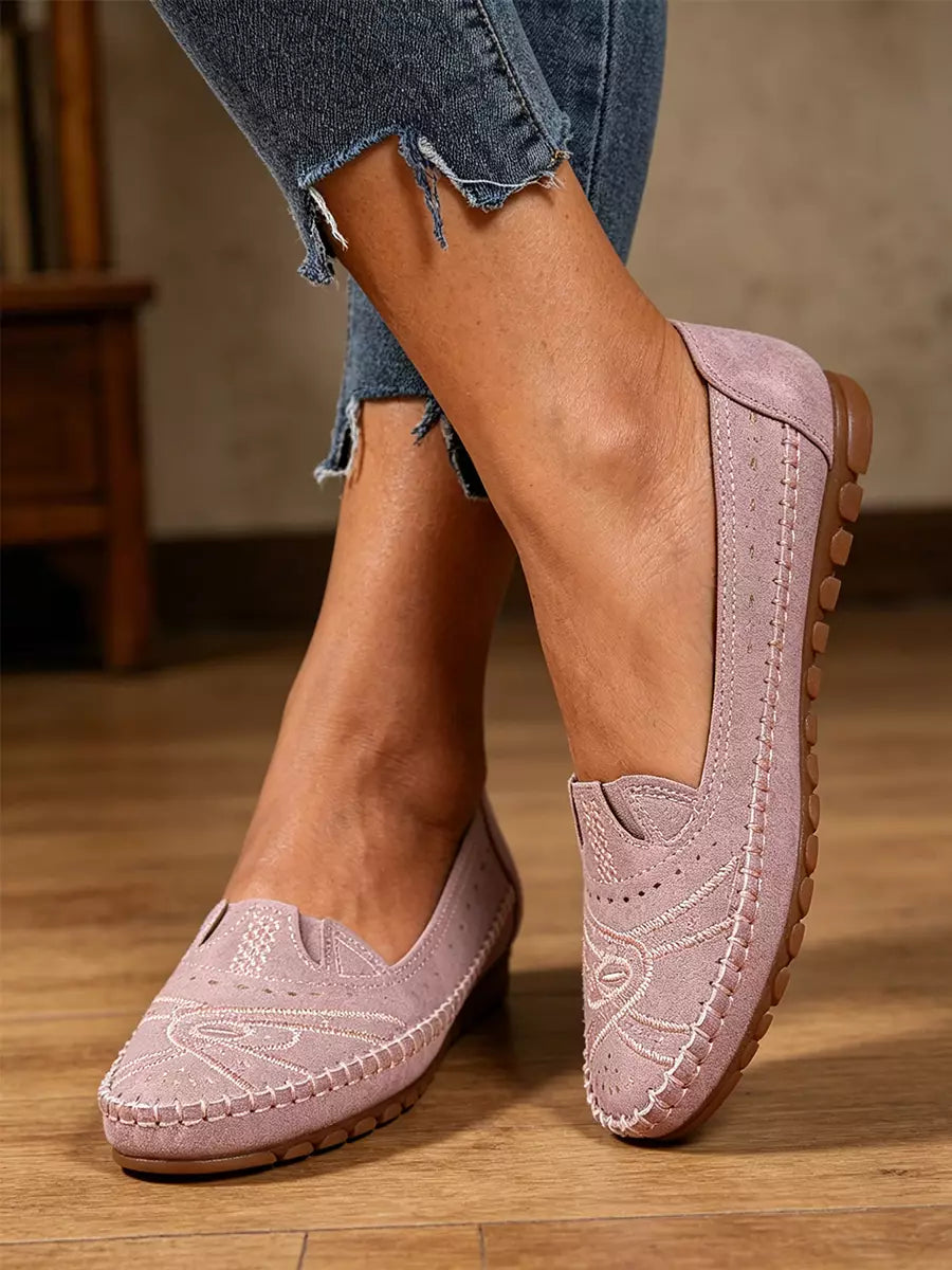 【36-43 méret】Vintage stílusú, áttört, hétköznapi balettcipő | Puha talpú kialakítás, kényelmes mindennapi viselet | Cipőfűző nélküli, nagy méretben is elérhető