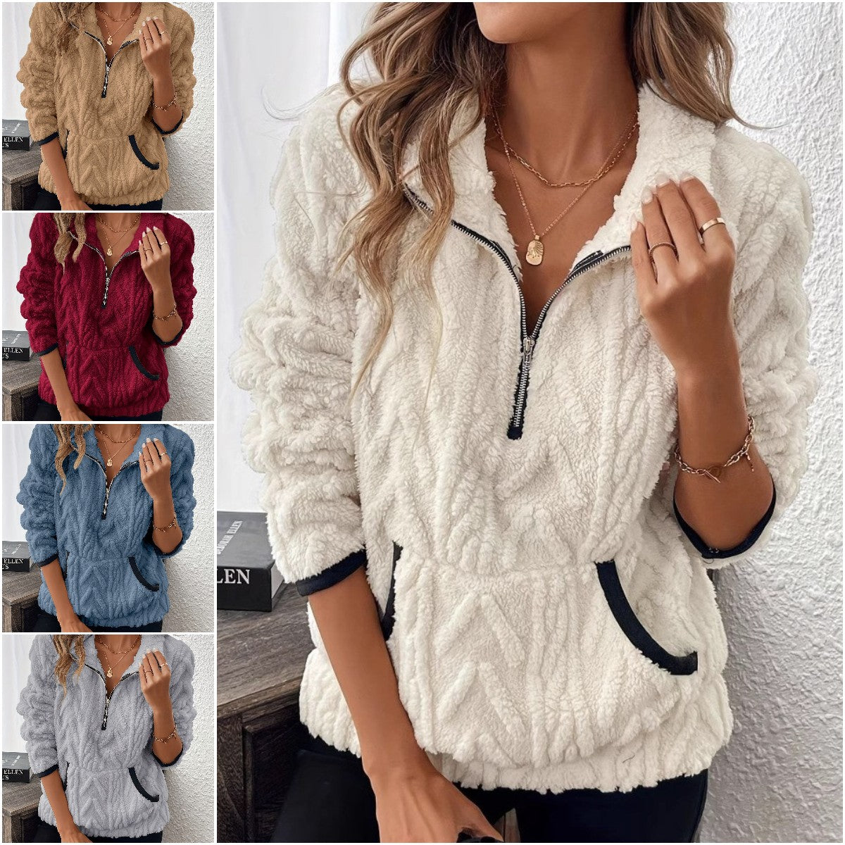 【S-3XL】Dámská podzimní a zimní fleecová krátká mikina