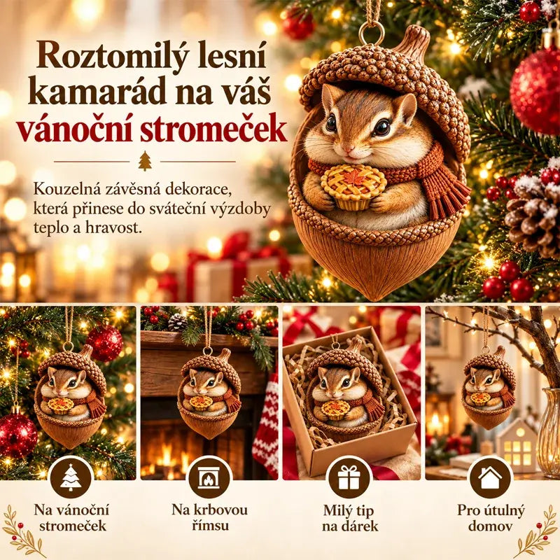 🎉【Kupte 6 kusů a získejte 6 kusů zdarma】12 kusů za 560 Kč🤩 🎁Nový 2D akrylový vánoční design se zvířaty ve tvaru šišky