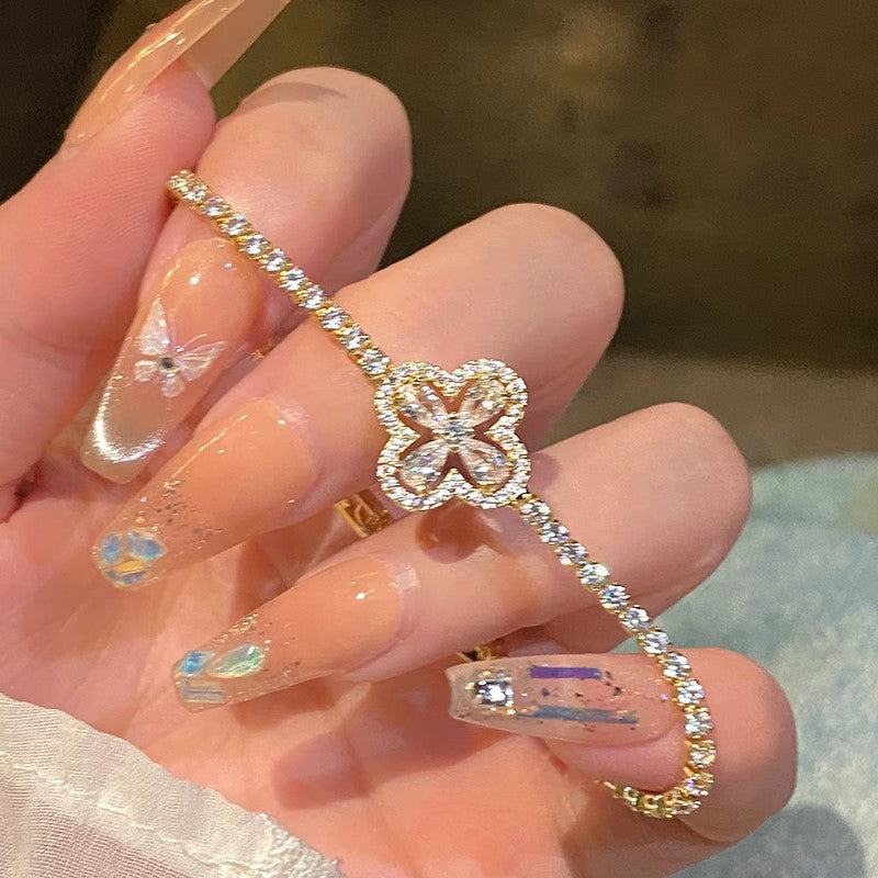 ✨Super lesklý dutý náramek se čtyřlístkem, luxusní a výjimečný náramek s celými diamanty