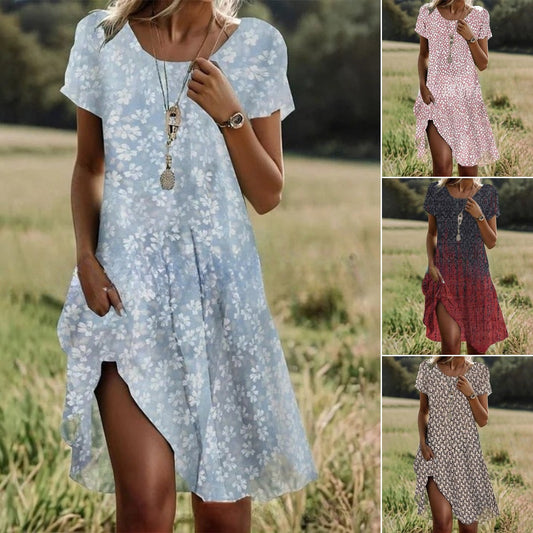 👗【S–3XL】Nové prodyšné šaty s potiskem, přiléhavý střih pro zeštíhlující efekt, ležérní a univerzální