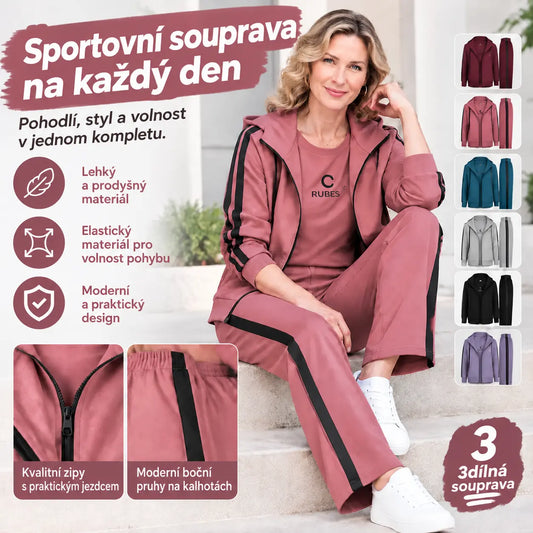 【M–4XL】Dámský třídílný set 2026 – mikina s kapucí na podzim a zimu, volný sportovní střih, velké velikosti, pro maminky