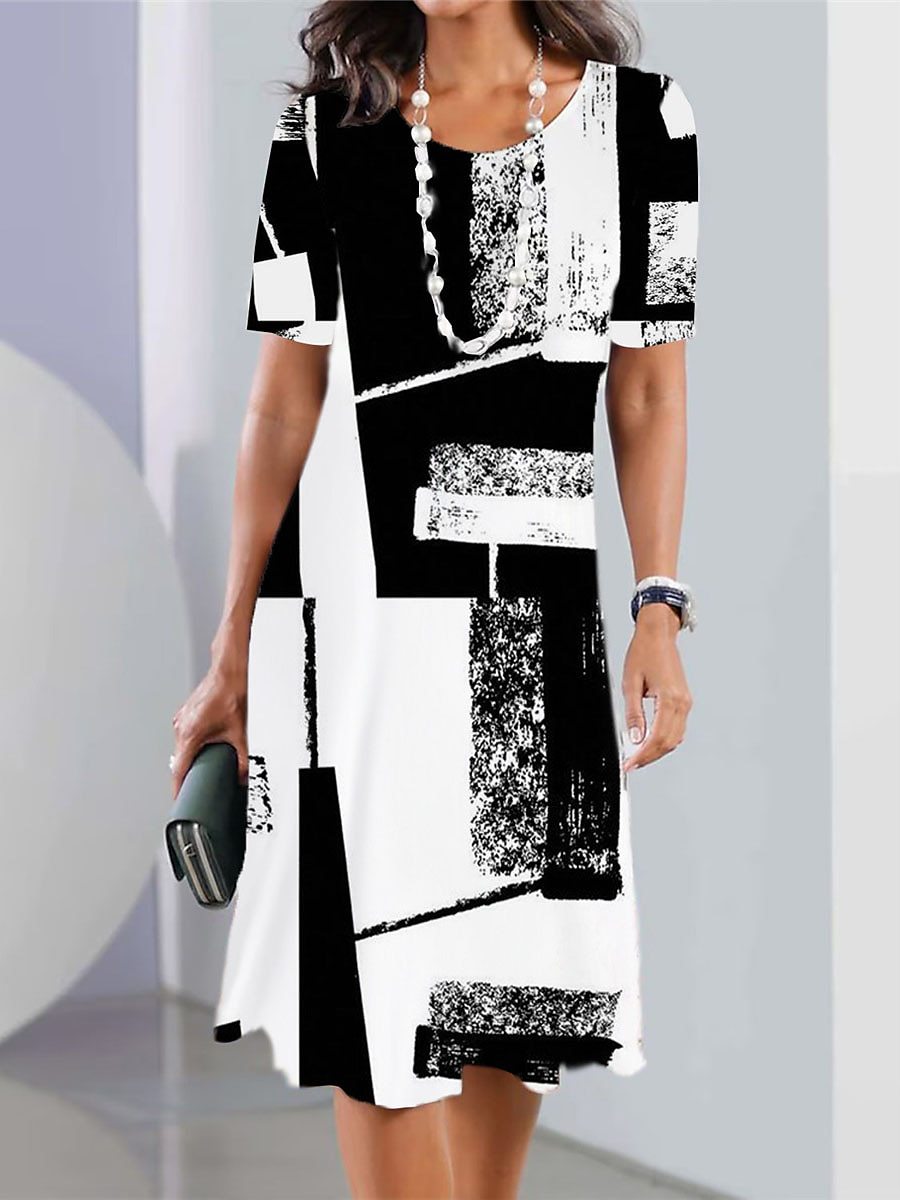 👗【XS-5XL】Sexy šaty 2026 s potiskem a kulatým výstřihem pro ženy