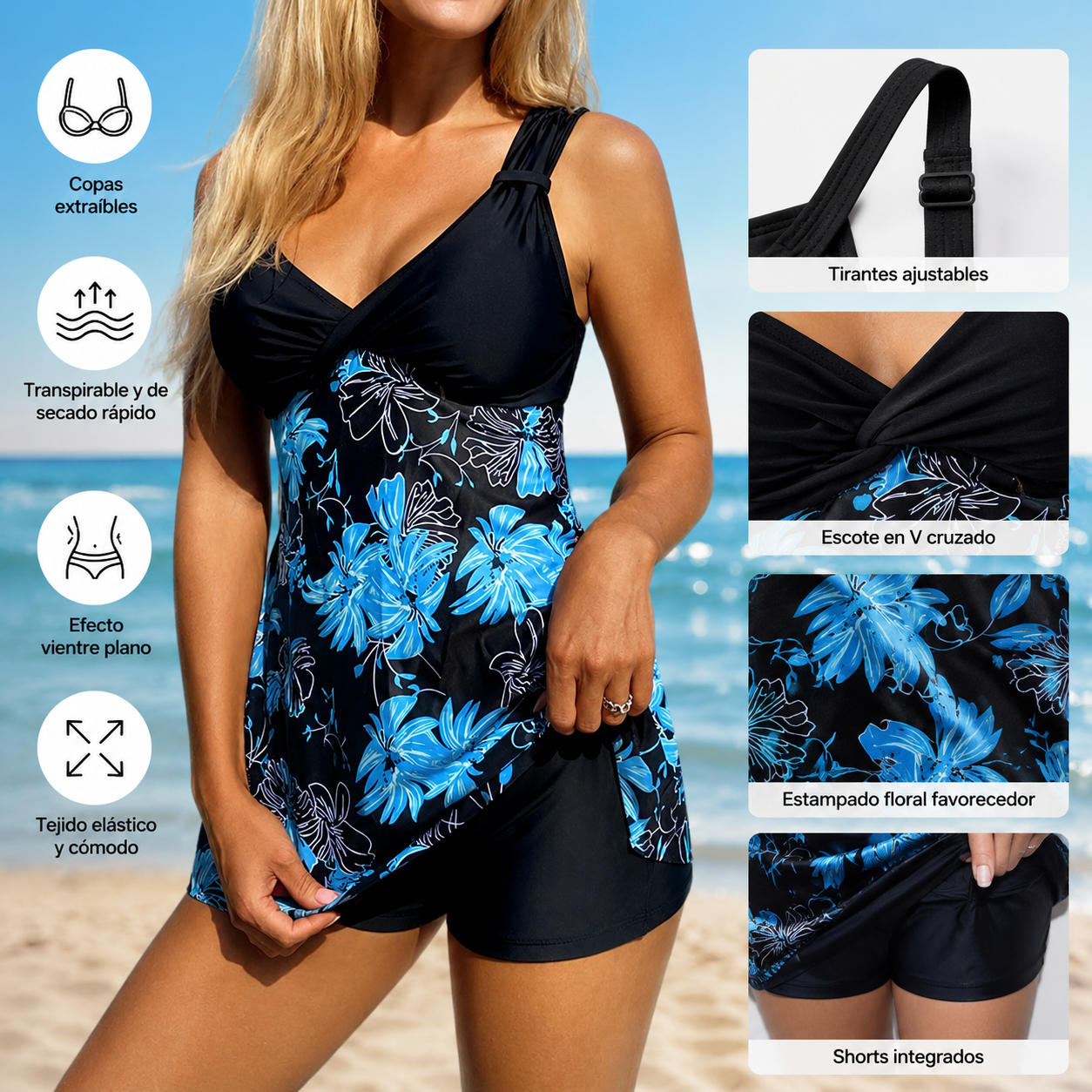 🏖️🌴【S-5XL】Conjunto de traje de baño estampado para vacaciones en la playa 2026