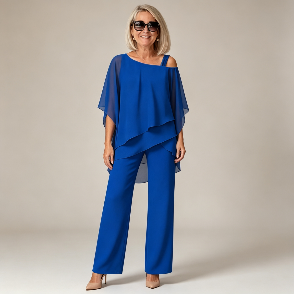 ⏳Δεύτερο προϊόν μισή τιμή⏰【50-120KG】👚👖Γυναικείο σετ δύο τεμαχίων, σετ φιλικό προς το δέρμα με έξω τους ώμους✅【Μπλούζα + Παντελόνι】