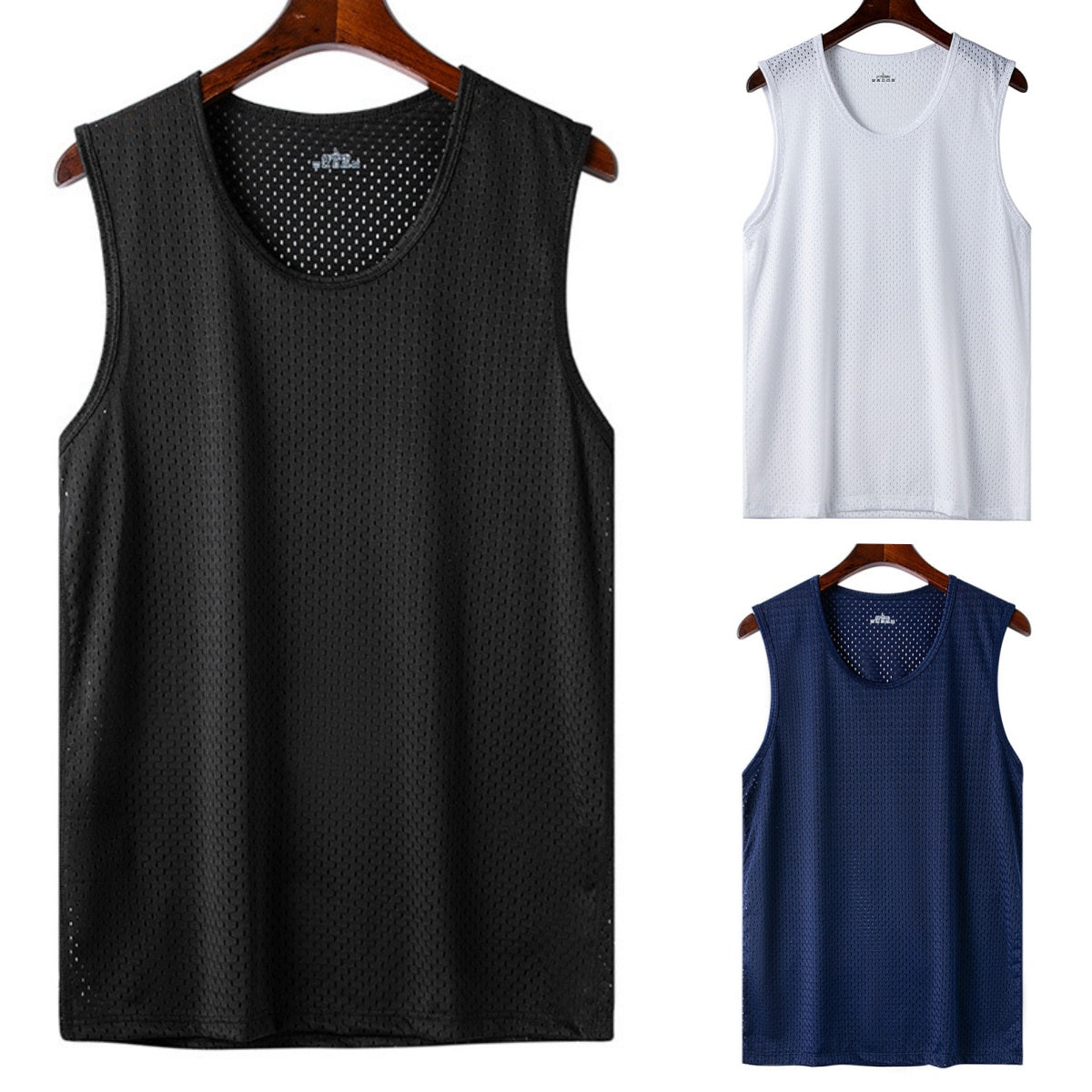 👕【Třídílná sada】Prodyšné Síťované Funkční Tílko | Rychleschnoucí Letní Fitness Tílko