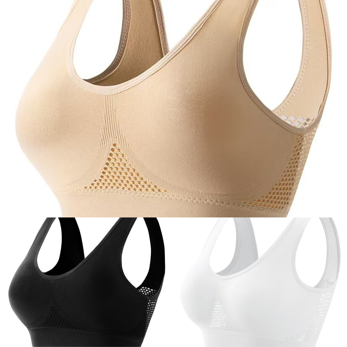 😍【Paquete de 3】Sujetador sin costuras para tallas grandes ❤️ Transpirable y refrescante【40-120KG】