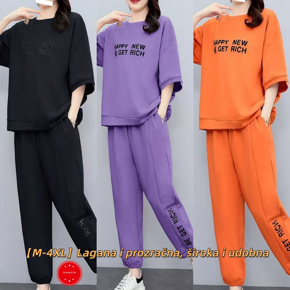 [M-4XL] Sportski set [Majica + Hlače] Udobna ženska odjeća 