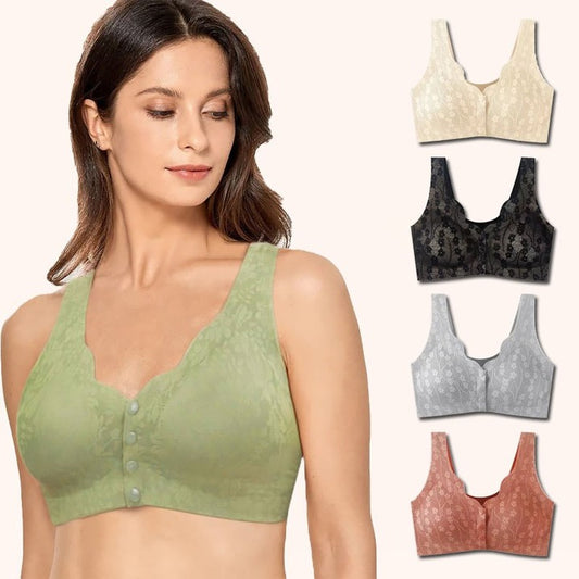 😍[Balenie po 3 ks] [40-100KG] Dámska čipkovaná podprsenka s bezdrôtovým otváraním vpredu